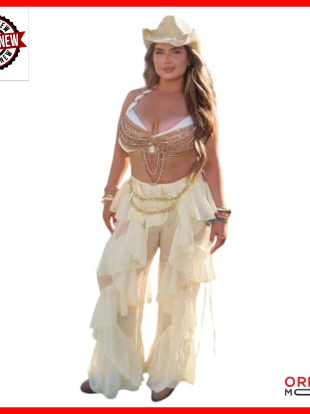 Sheer Mesh Tiered Flare Pants High Waist Wide Leg Party Rave Trousers - Picture 4 of 7